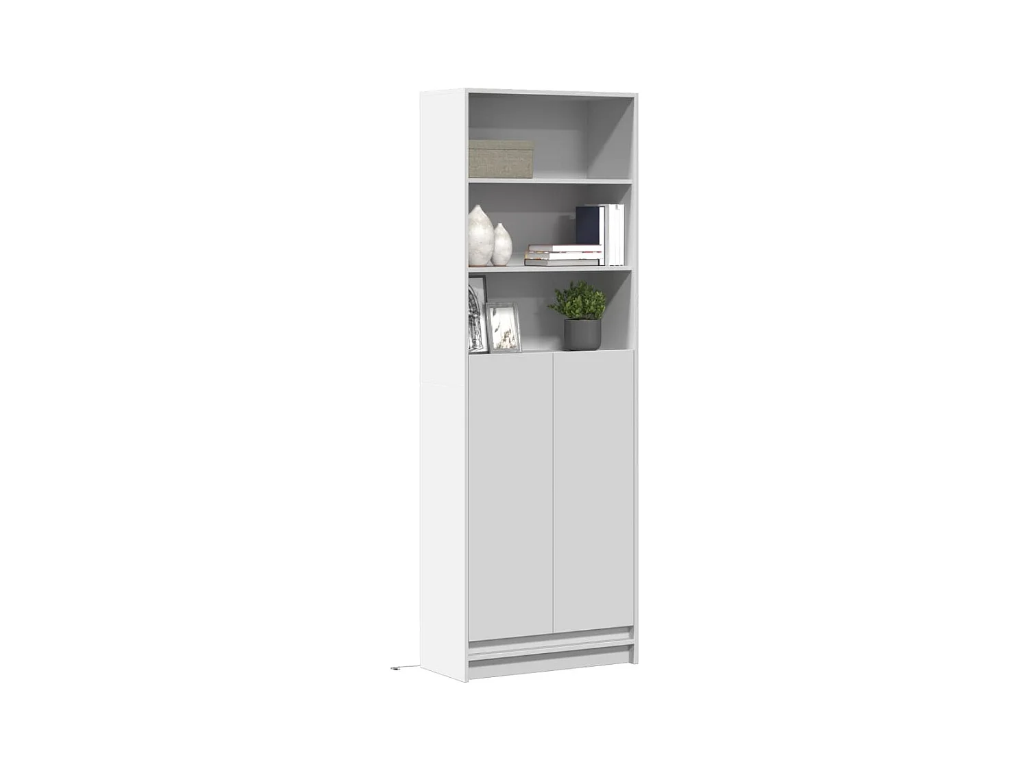 Hoog dressoir met witte LED 69x32,5x200 cm bewerkt hout