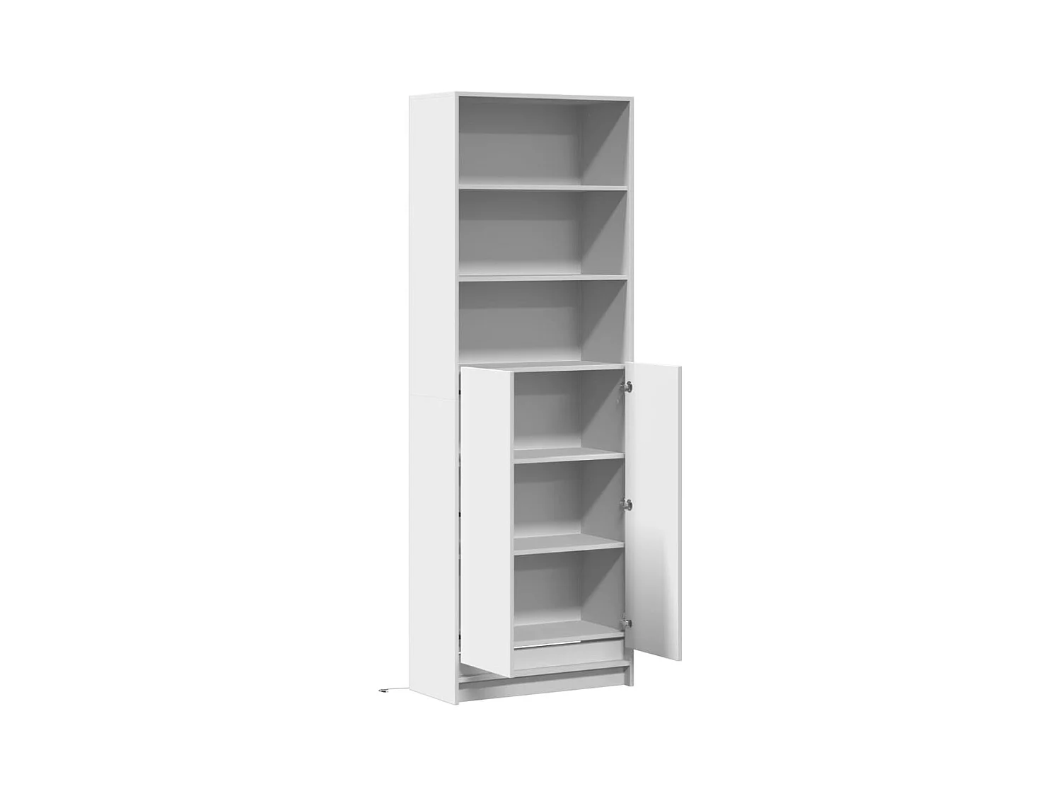 Hoog dressoir met witte LED 69x32,5x200 cm bewerkt hout