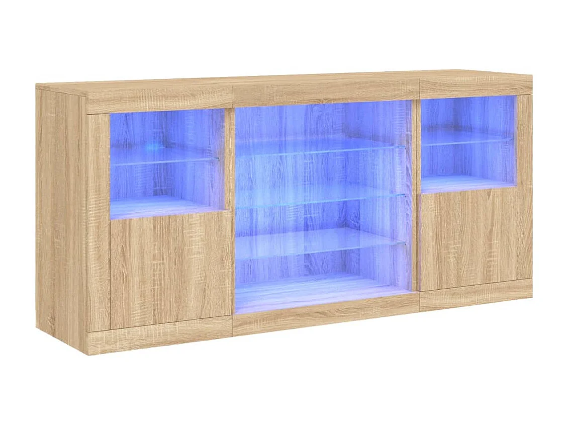 Dressoir met LED-verlichting Sonoma eiken 142,5x37x67 cm