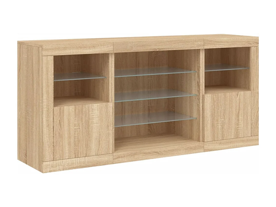 Dressoir met LED-verlichting Sonoma eiken 142,5x37x67 cm