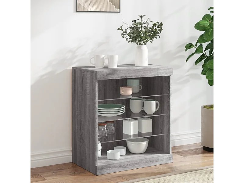 Buffet avec lumières LED sonoma gris 60,5x37x67 cm