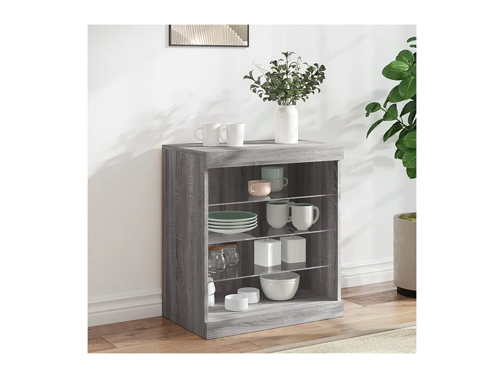 Buffet avec lumières LED sonoma gris 60,5x37x67 cm