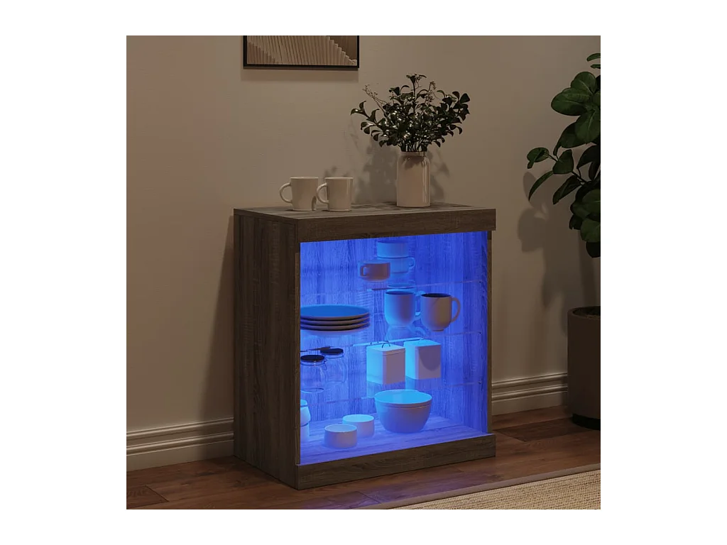 Buffet avec lumières LED sonoma gris 60,5x37x67 cm