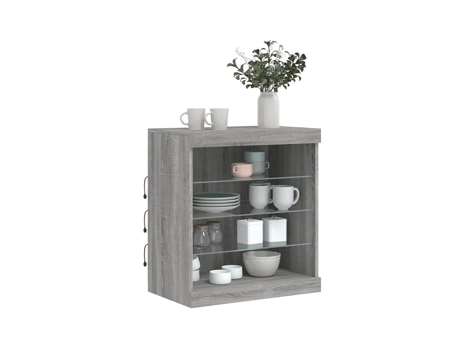 Buffet avec lumières LED sonoma gris 60,5x37x67 cm