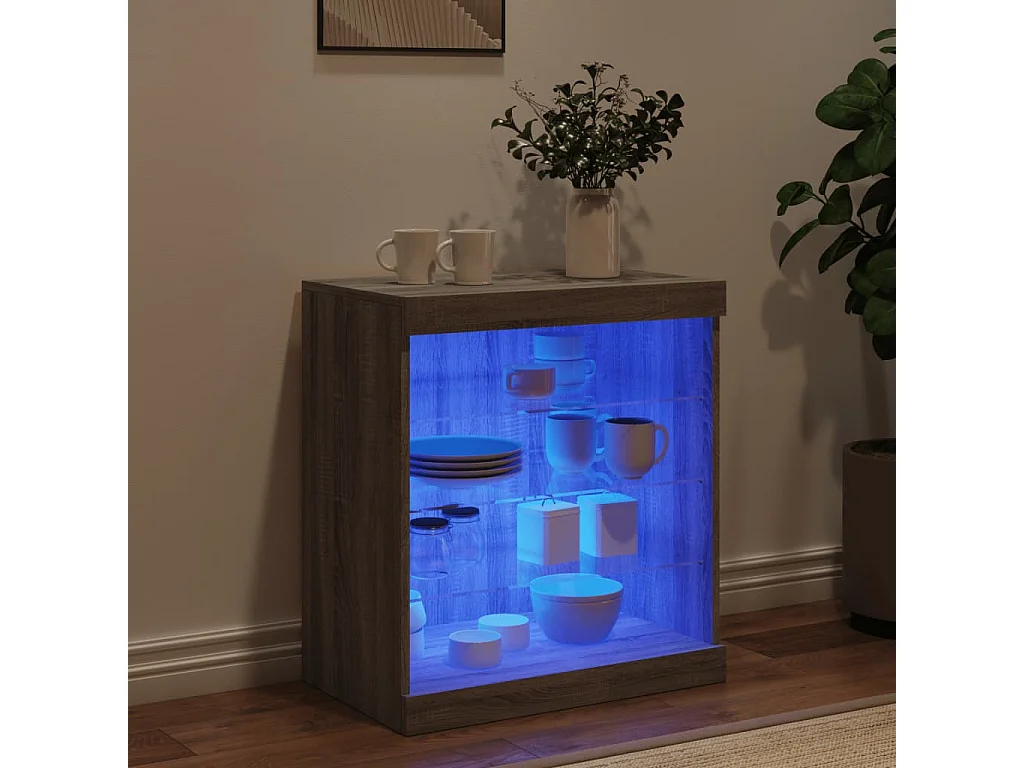 Buffet avec lumières LED sonoma gris 60,5x37x67 cm