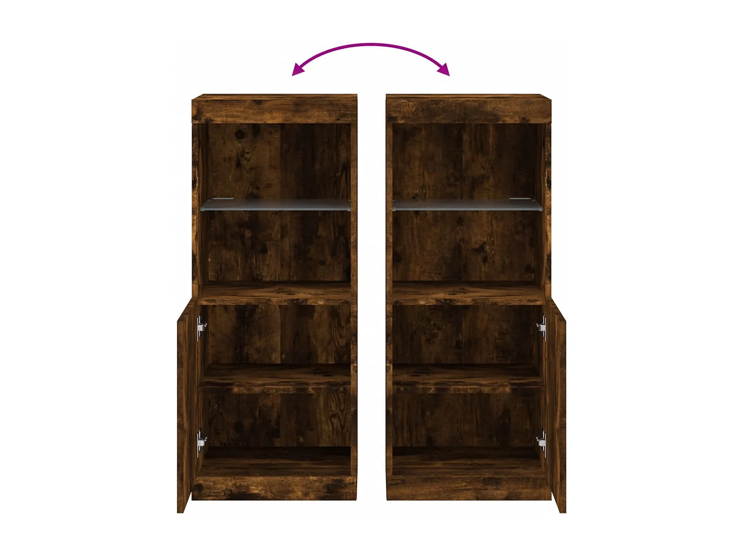 Buffet avec lumières LED chêne fumé 41x37x100 cm