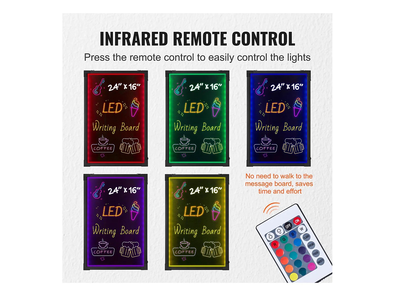 Tableau d’Écriture de Messages à LED SucceBuy 40,5 x 60,5 cm, avec Marqueurs et Télécommande, pour la Maison, la Boutique de Mariage