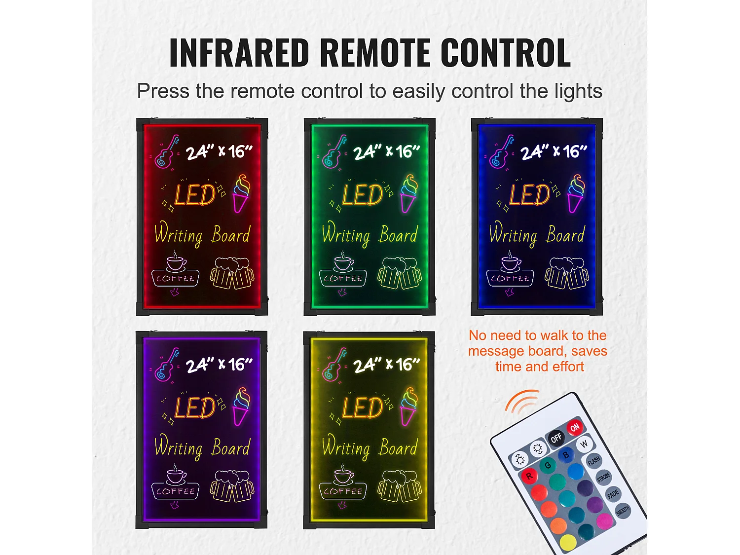 Tableau d’Écriture de Messages à LED SucceBuy 40,5 x 60,5 cm, avec Marqueurs et Télécommande, pour la Maison, la Boutique de Mariage