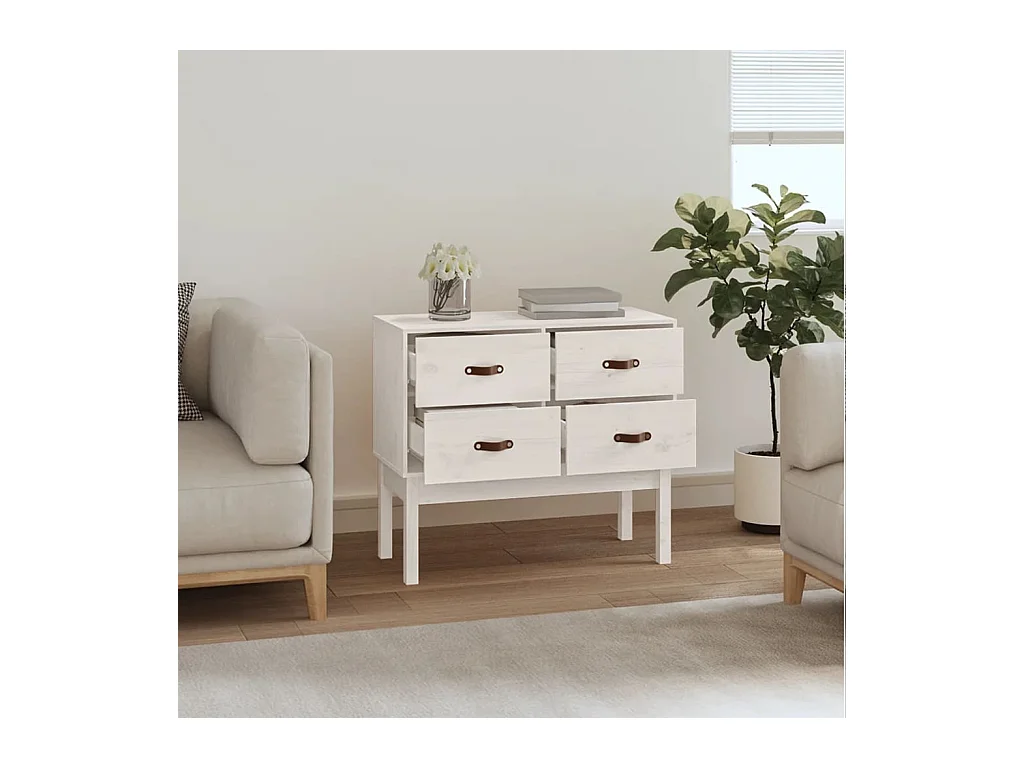 Armoire console Blanc 90x40x78 cm Bois de pin solide