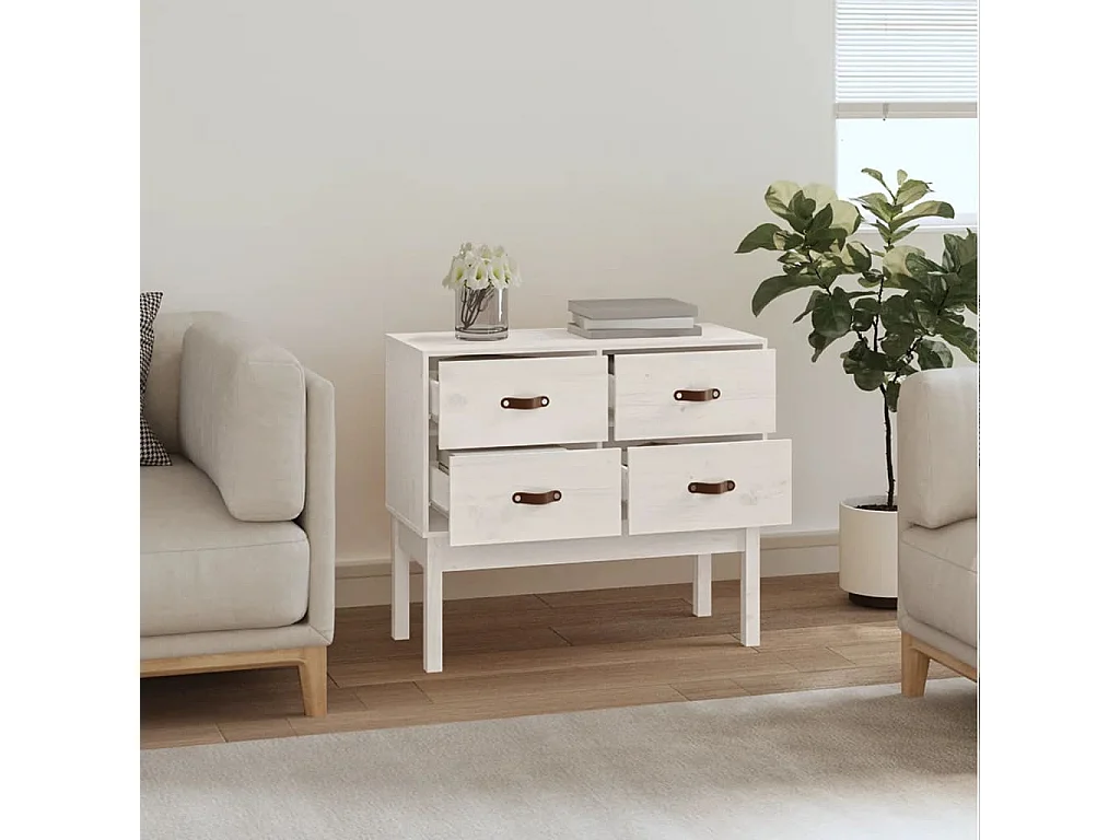 Armoire console Blanc 90x40x78 cm Bois de pin solide