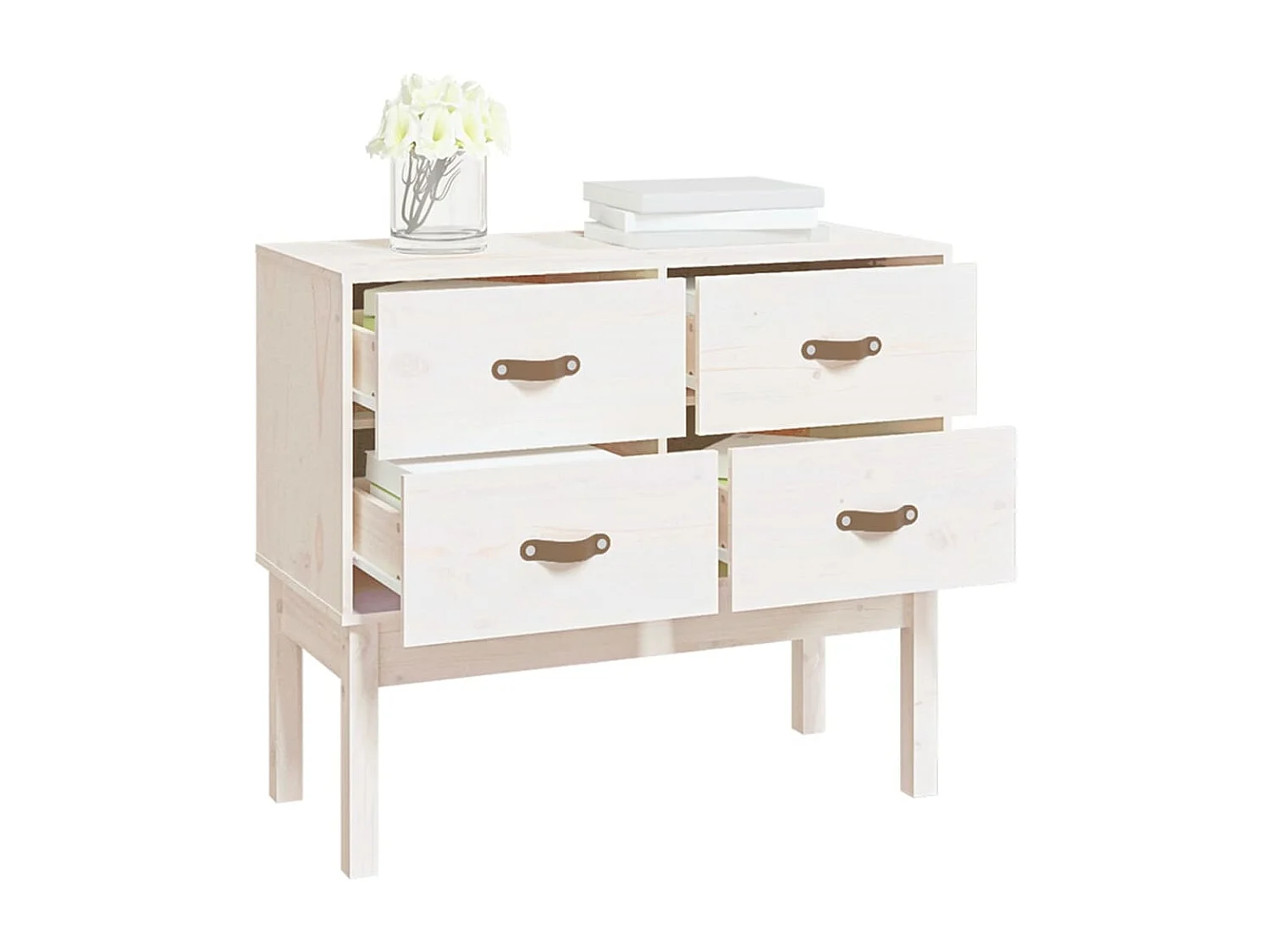 Armoire console Blanc 90x40x78 cm Bois de pin solide