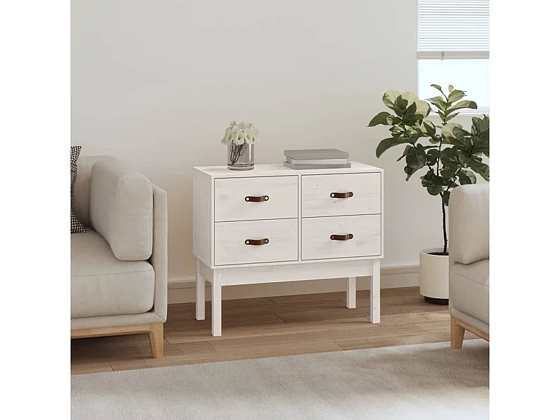 Armoire console Blanc 90x40x78 cm Bois de pin solide