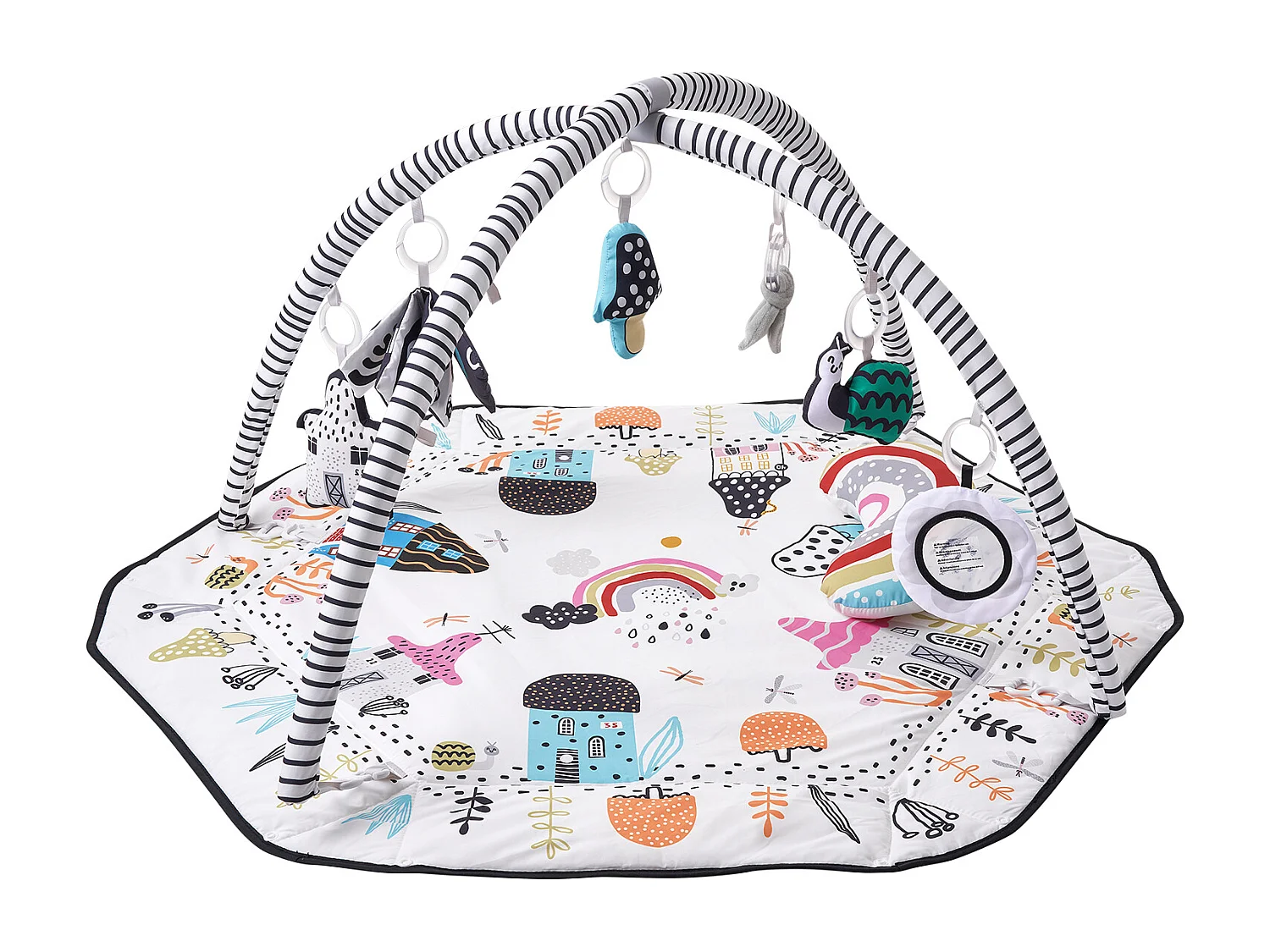 Tapis d'Éveil Bébé, SucceBuy Baby Play Gym Mat-Temps de Ventre avec 6 Jouets Sensoriels, 106 × 106 cm
