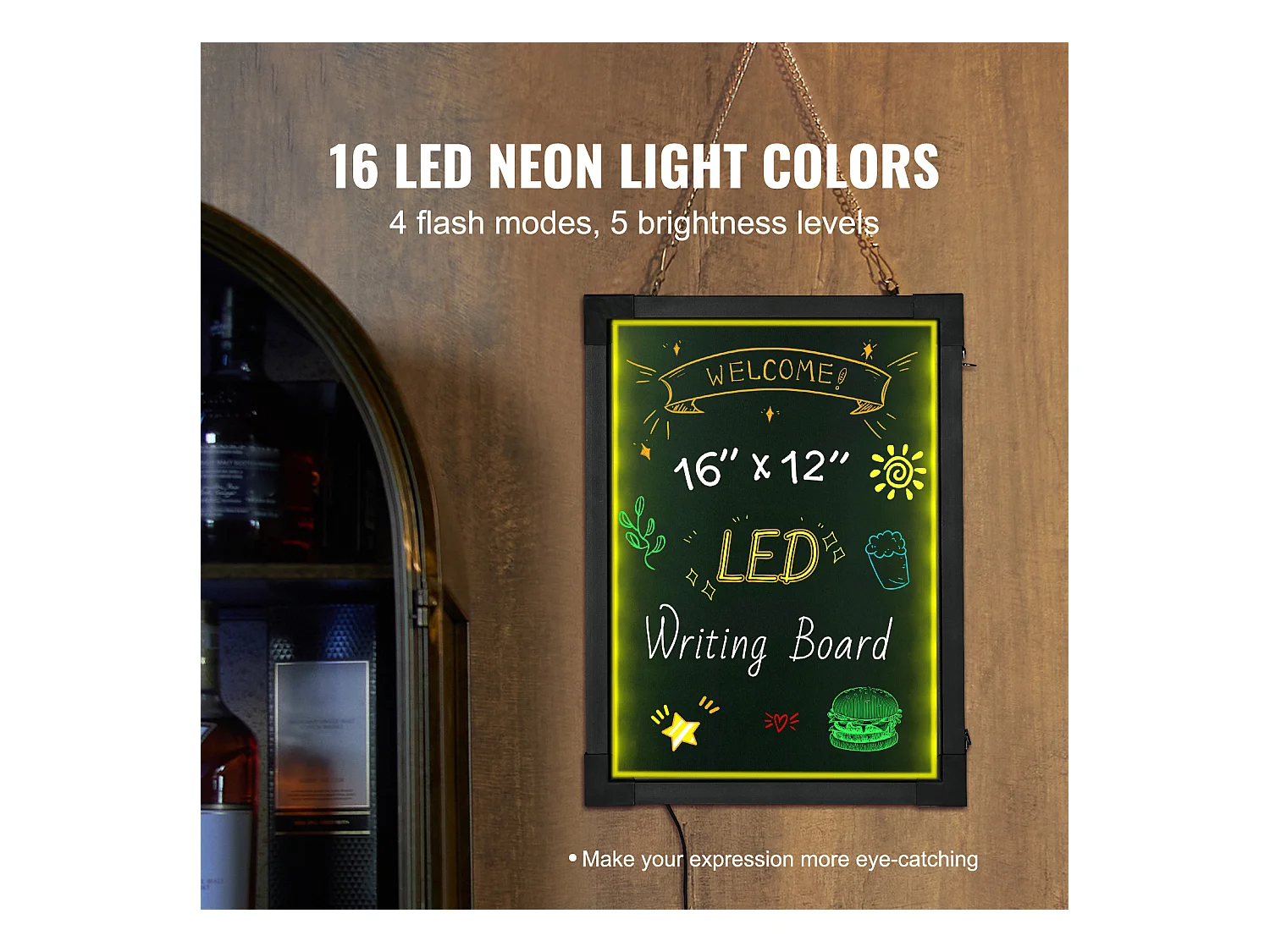 Tavolo per Scrittura di Messaggi a LED SucceBuy, 40,5 x 30,2 cm Illuminato e Cancellabile, per la Casa, il Negozio di Matrimonio