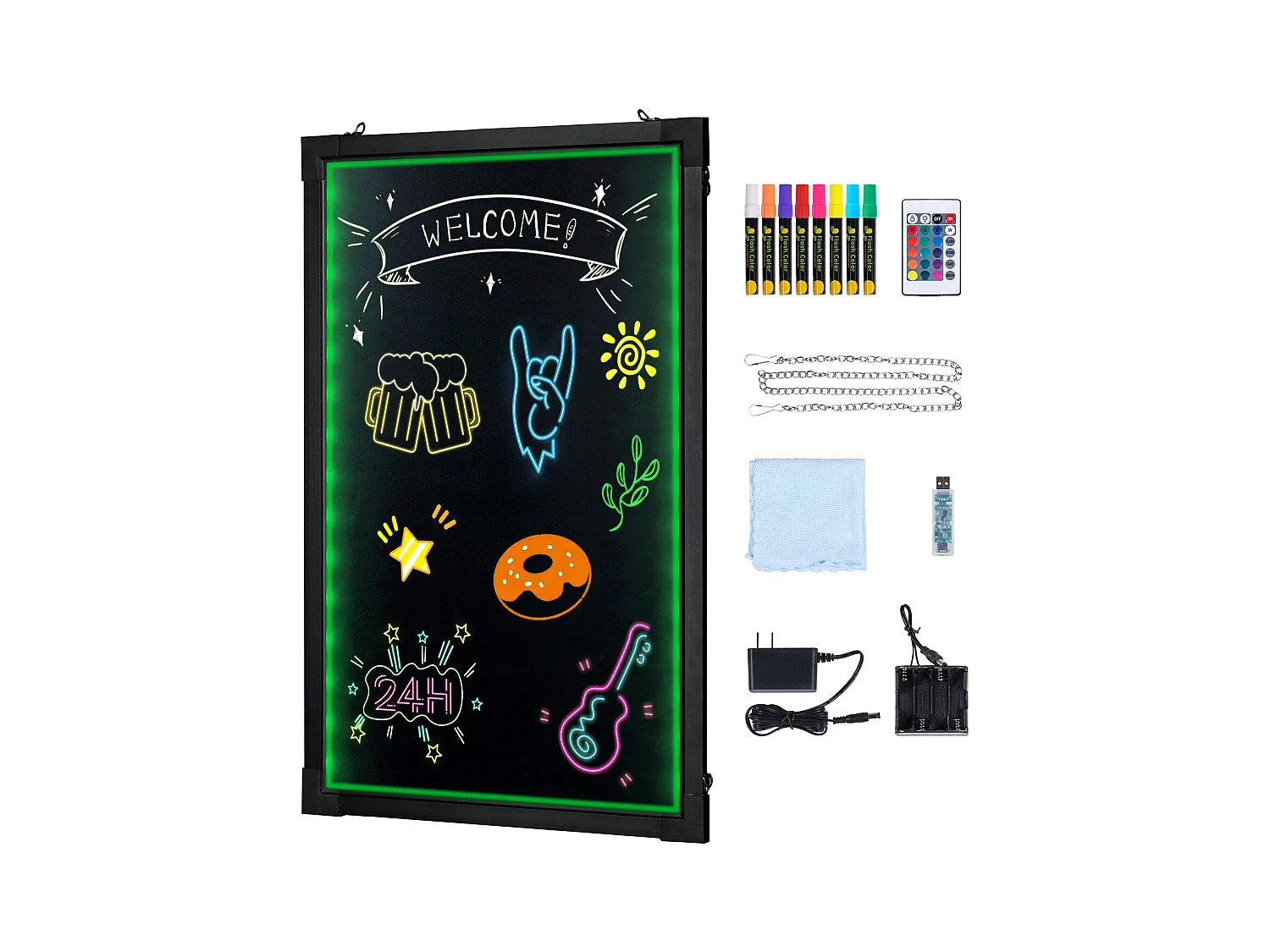 Tableau d’Écriture de Messages à LED SucceBuy 40,5 x 30,2 cm Éclairé et Effaçable