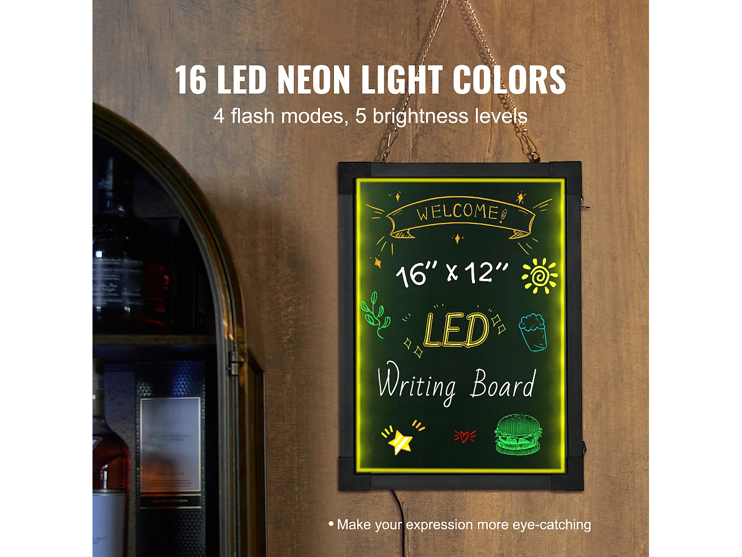 Tavolo per Scrittura di Messaggi a LED SucceBuy, 40,5 x 30,2 cm Illuminato e Cancellabile, per la Casa, il Negozio di Matrimonio