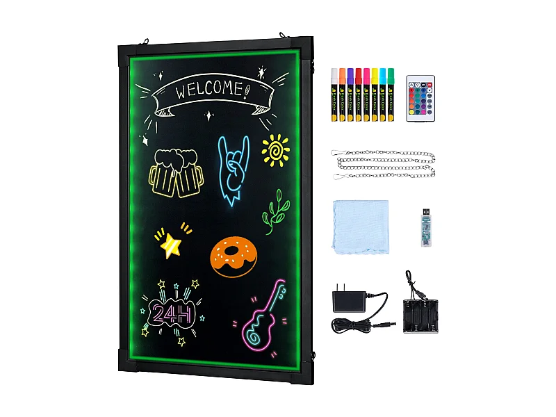 LED-Berichtschrijftafel SucceBuy, 40,5 x 30,2 cm Verlicht en Wistbaar, voor het Huis, de Bruidswinkel