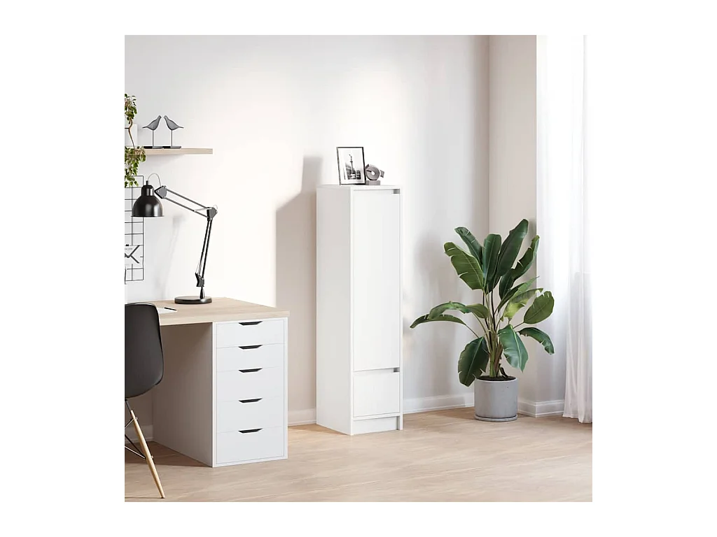 Buffet haut blanc 29,5x34x119,5 cm bois d'ingénierie