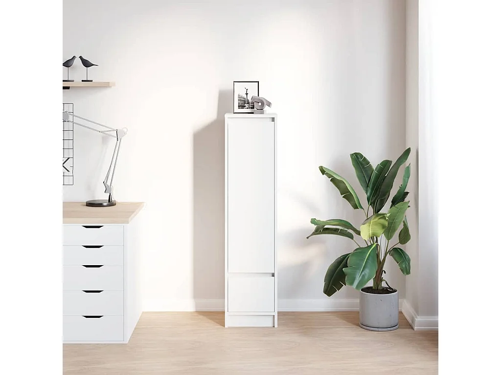 Buffet haut blanc 29,5x34x119,5 cm bois d'ingénierie