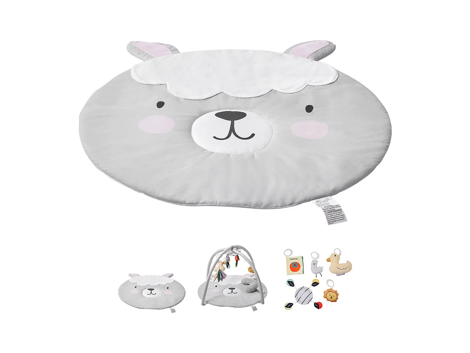 Tapete de Atividades para Bebês, SucceBuy Tapete de Ginástica para Bebé-Tapete de Atividades Hora da Barriguinha com 5 Brinquedos Sensoriais, 99.5 × 83 cm