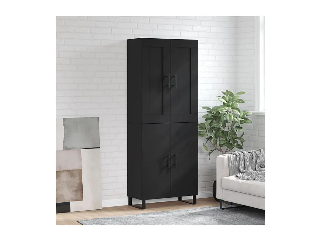 Credenza alta nera 69,5x34x180 cm Legno ingegnerizzato