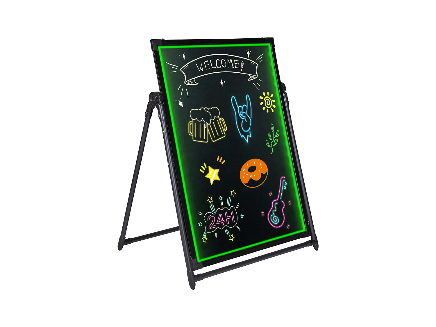 Tableau d’Écriture de Messages à LED SucceBuy 59,8 x 79,8 cm, Tableau Noir Effaçable Éclairé, avec 8 Marqueurs à Craie Fluorescente
