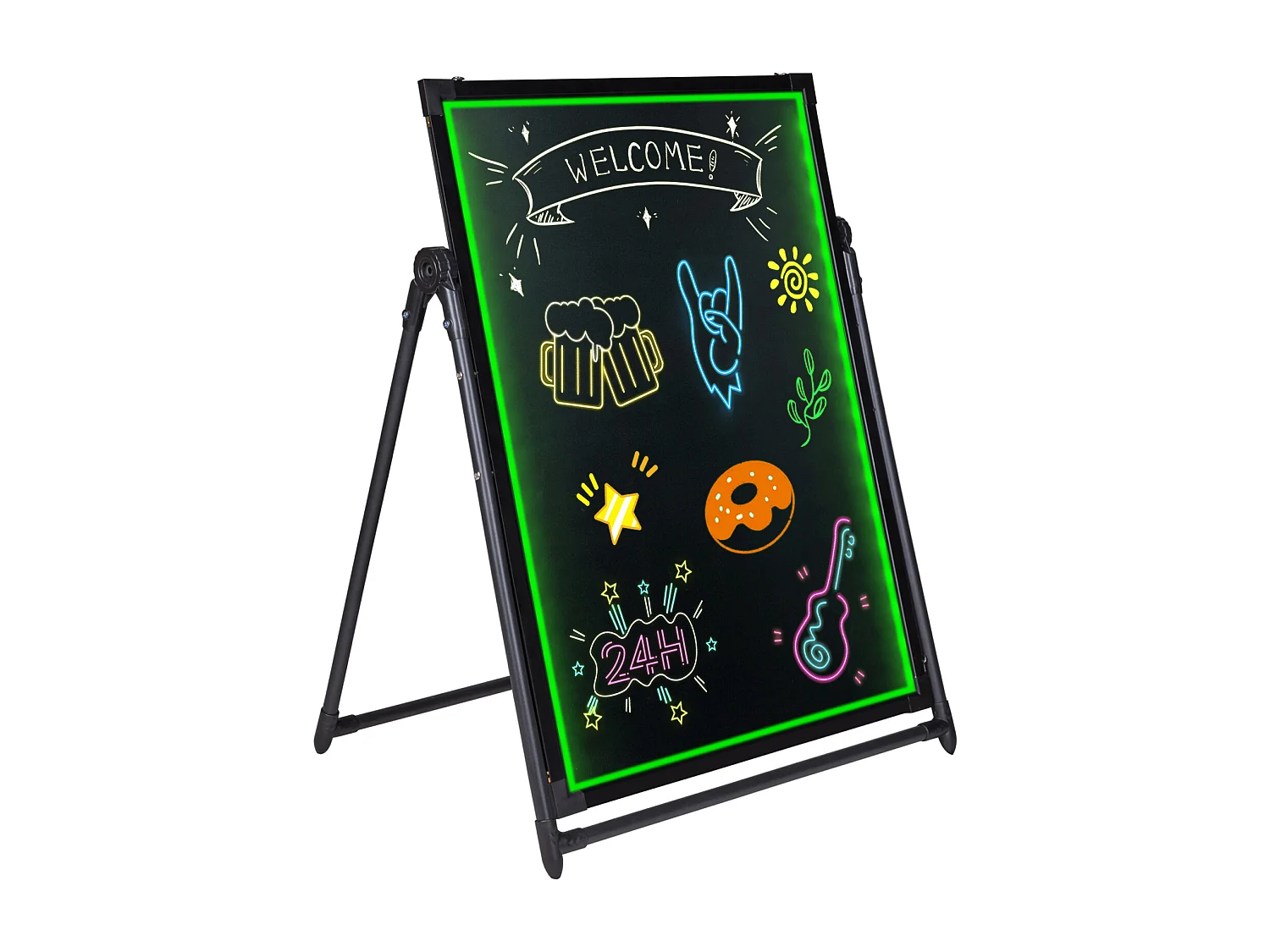 Tableau d’Écriture de Messages à LED SucceBuy 59,8 x 79,8 cm, Tableau Noir Effaçable Éclairé, avec 8 Marqueurs à Craie Fluorescente