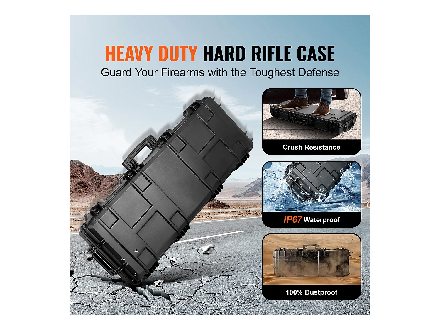 Étui Rigide pour Carabine SucceBuy, 109 cm, avec 3 Couches de Mousse de Protection