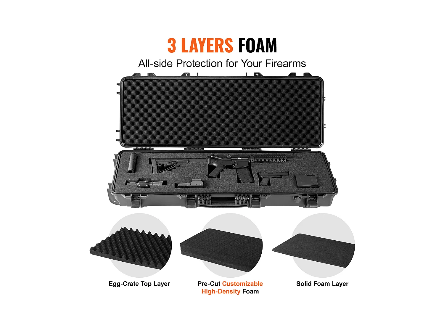 Étui Rigide pour Carabine SucceBuy, 109 cm, avec 3 Couches de Mousse de Protection