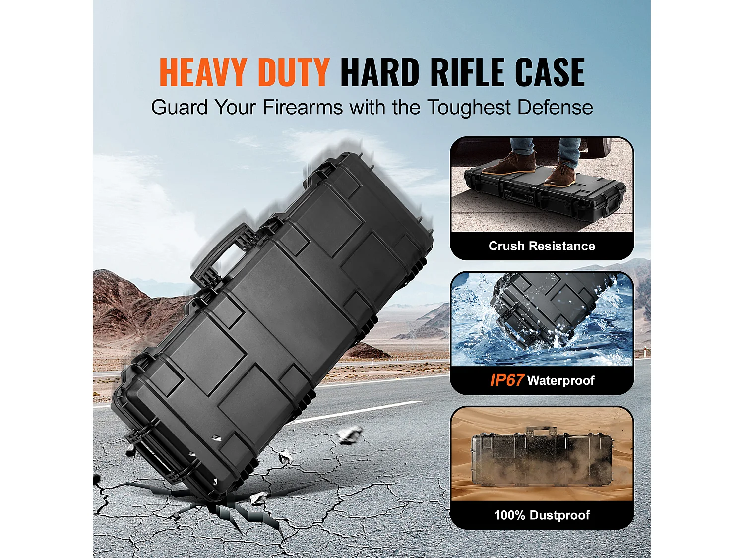 Étui Rigide pour Carabine SucceBuy, 109 cm, avec 3 Couches de Mousse de Protection