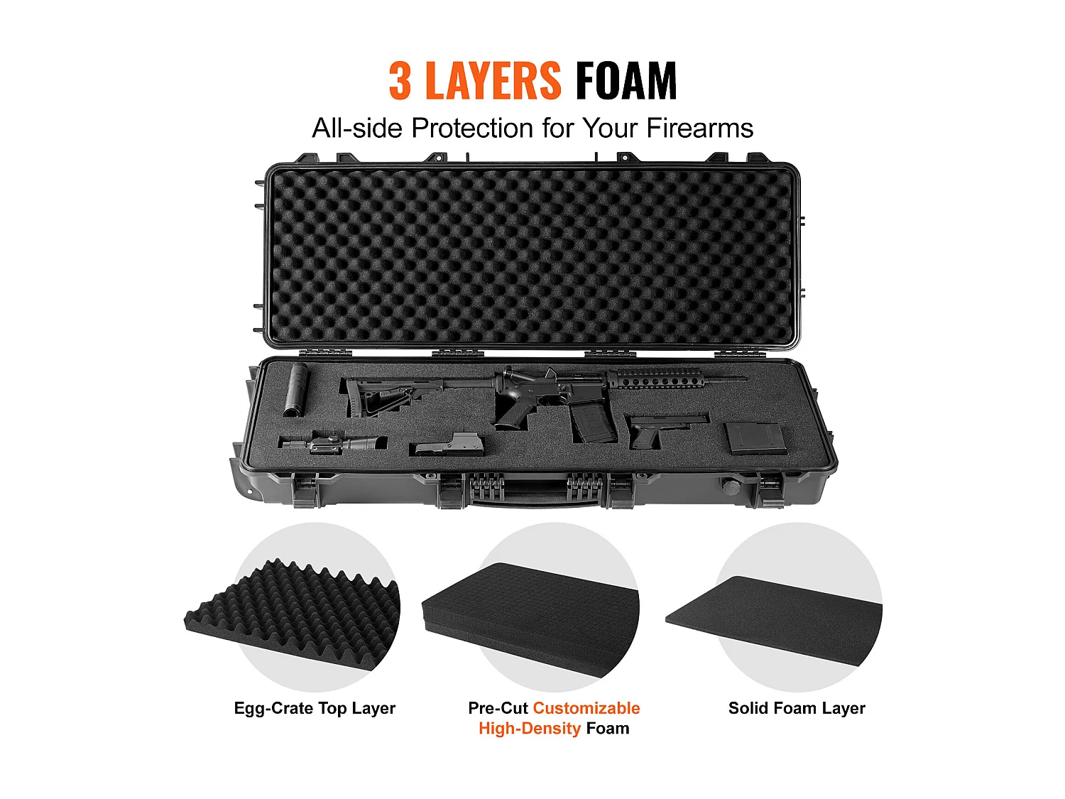 Étui Rigide pour Carabine SucceBuy, 109 cm, avec 3 Couches de Mousse de Protection