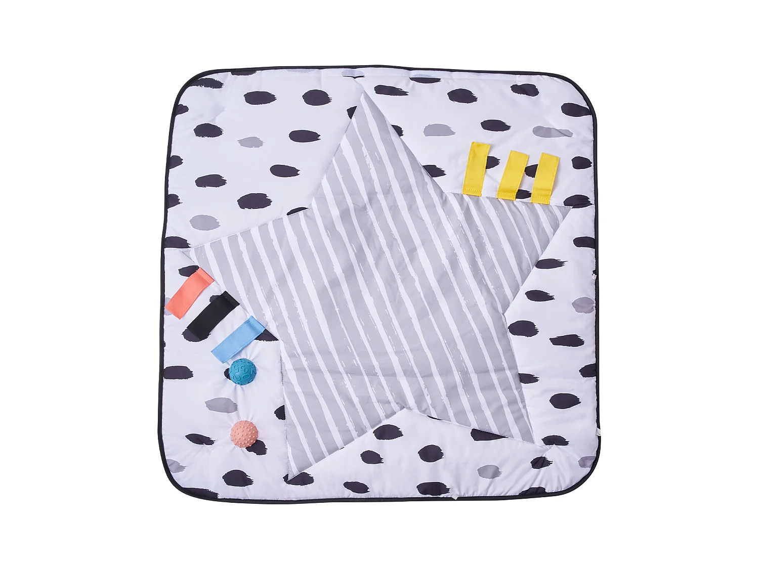 Speelmat voor Baby's, SucceBuy Baby Speelgymmat-Buikligtijd met 6 Sensorisch Speelgoed, 87.5 × 87.5 cm