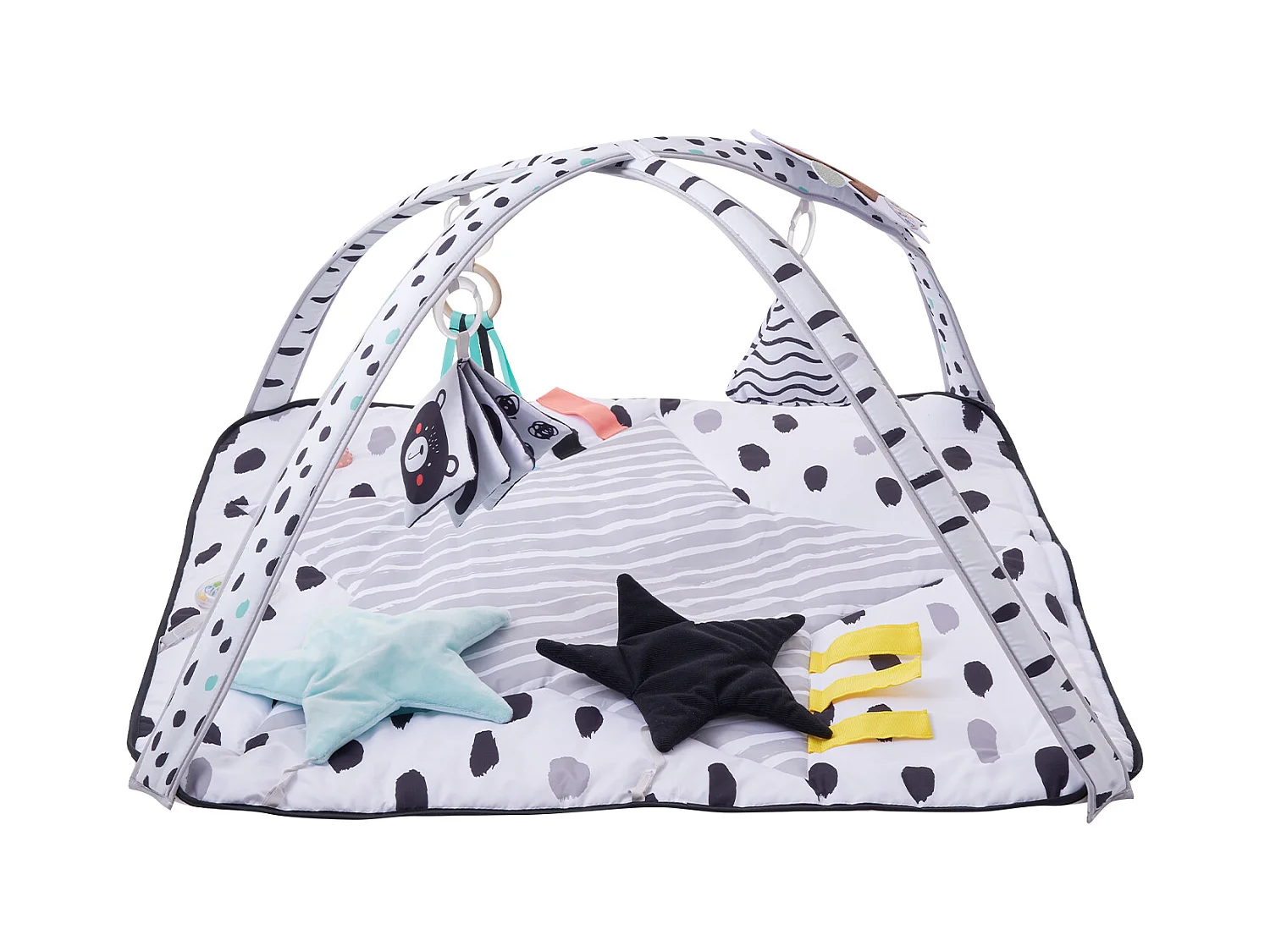 Speelmat voor Baby's, SucceBuy Baby Speelgymmat-Buikligtijd met 6 Sensorisch Speelgoed, 87.5 × 87.5 cm