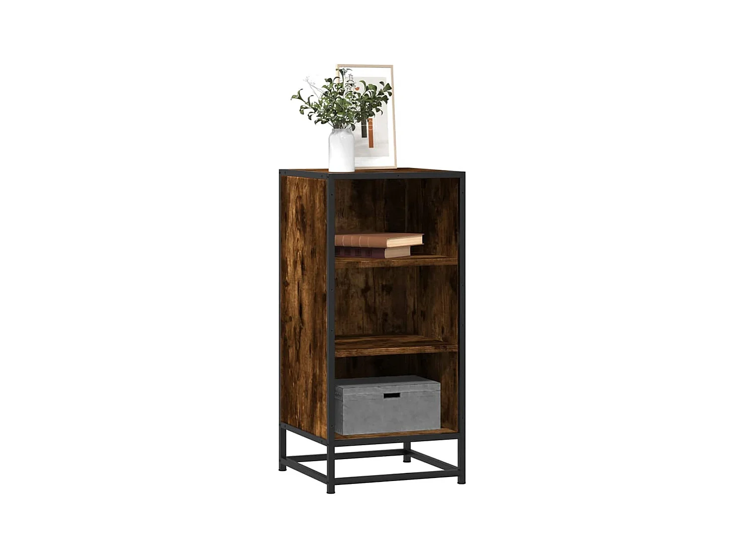 Buffet chêne fumé 35,5x35x76 cm bois d'ingénierie et métal