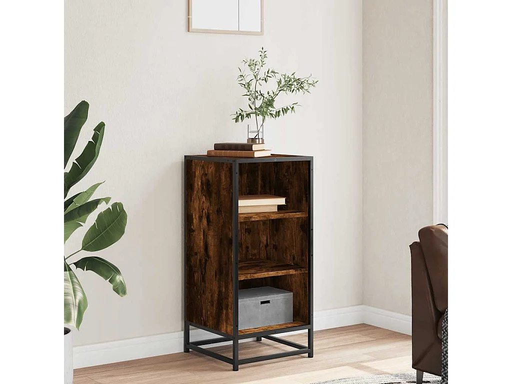 Buffet chêne fumé 35,5x35x76 cm bois d'ingénierie et métal