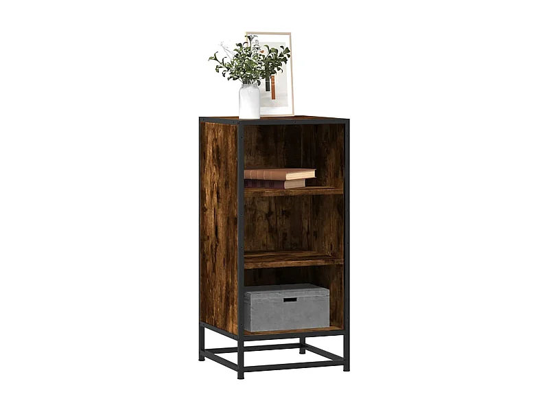 Buffet chêne fumé 35,5x35x76 cm bois d'ingénierie et métal