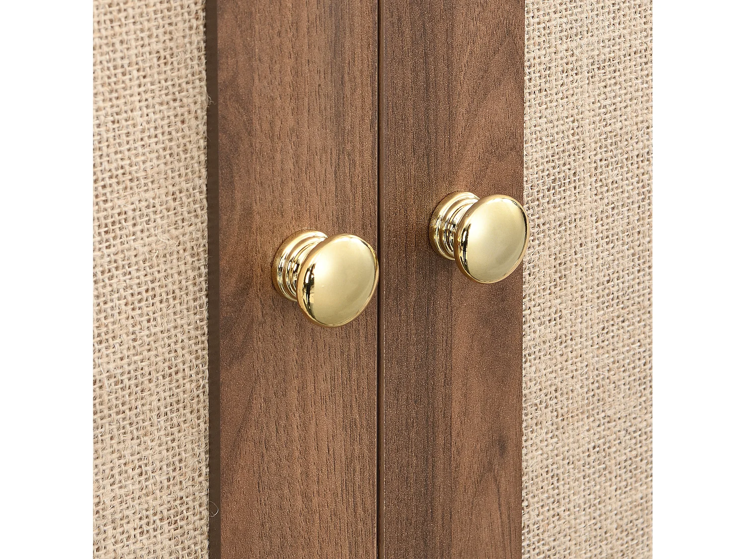 Armoire Moderne en MDF, Porte en Tissu & Tiroir, Design Noyer, (79x50x175 cm)