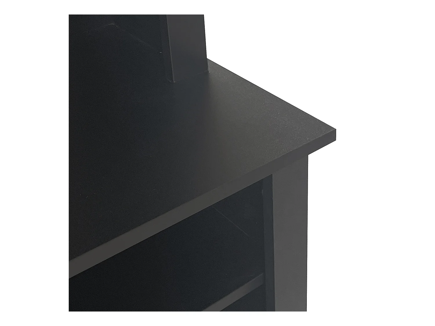 Ensemble porte-manteau avec banc et étagère, 3 crochets suspendus, étagères ouvertes, panneaux de particules, noir (H190 x L120 x P40 cm)