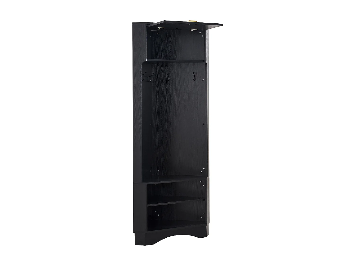 Appendiabiti Con Panca E Portascarpe – 190x120x40 Cm, Nero, Con Ripiani Regolabili, Per Ingresso Moderno