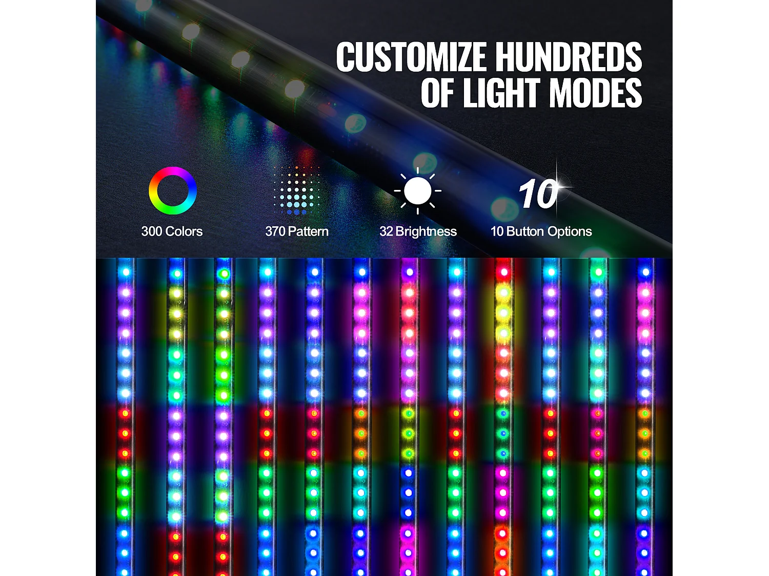 Fouet Lumineux LED SucceBuy Lampe LED Fouet 122 cm, 2PCS Antenne Lumineuse RVB Avec Drapeau et Télécommande