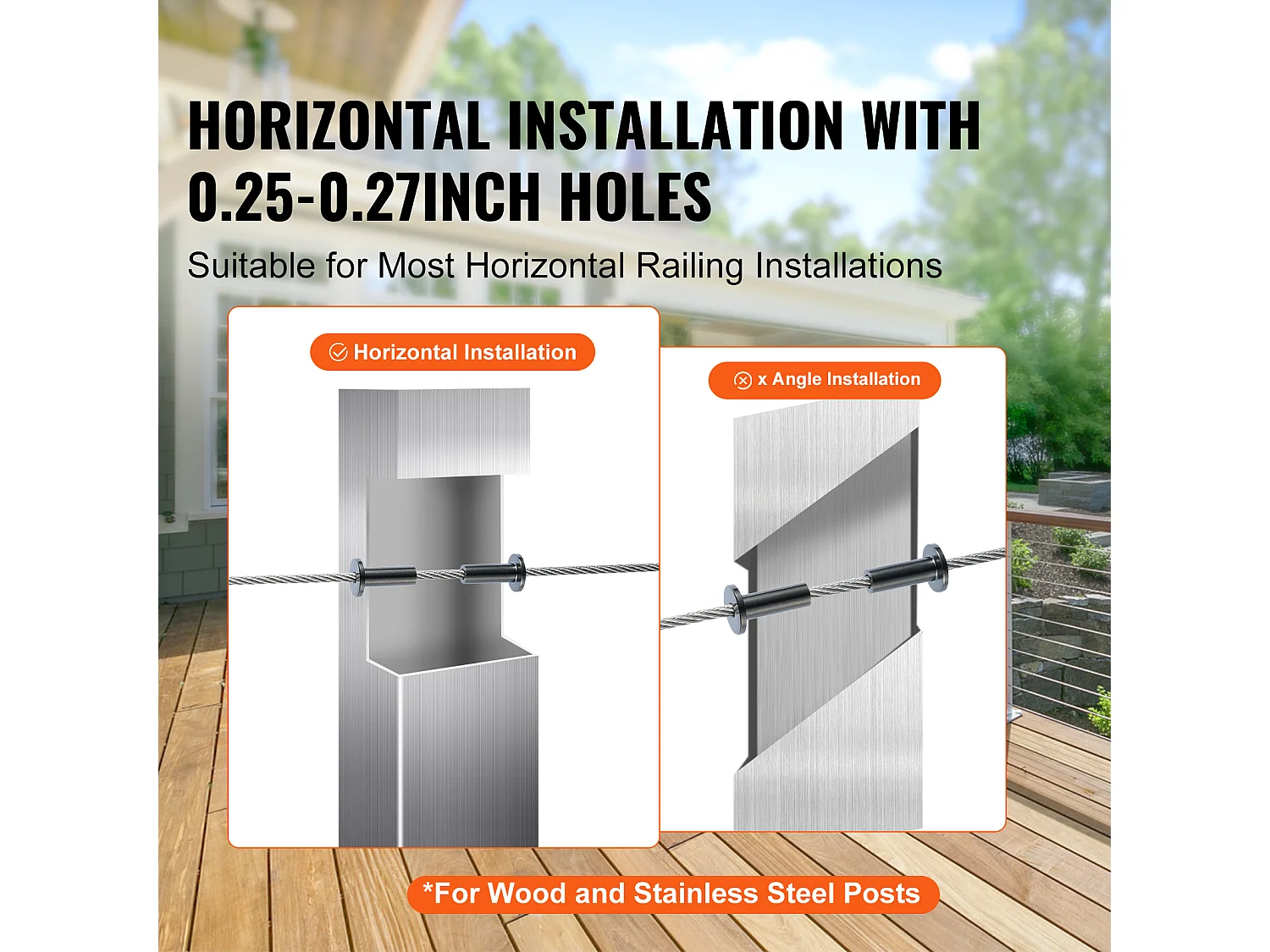 Garde-corps SucceBuy Lot de 101 Manchons en Acier Inoxydable T316 pour Câble Métallique de 3,2 mm