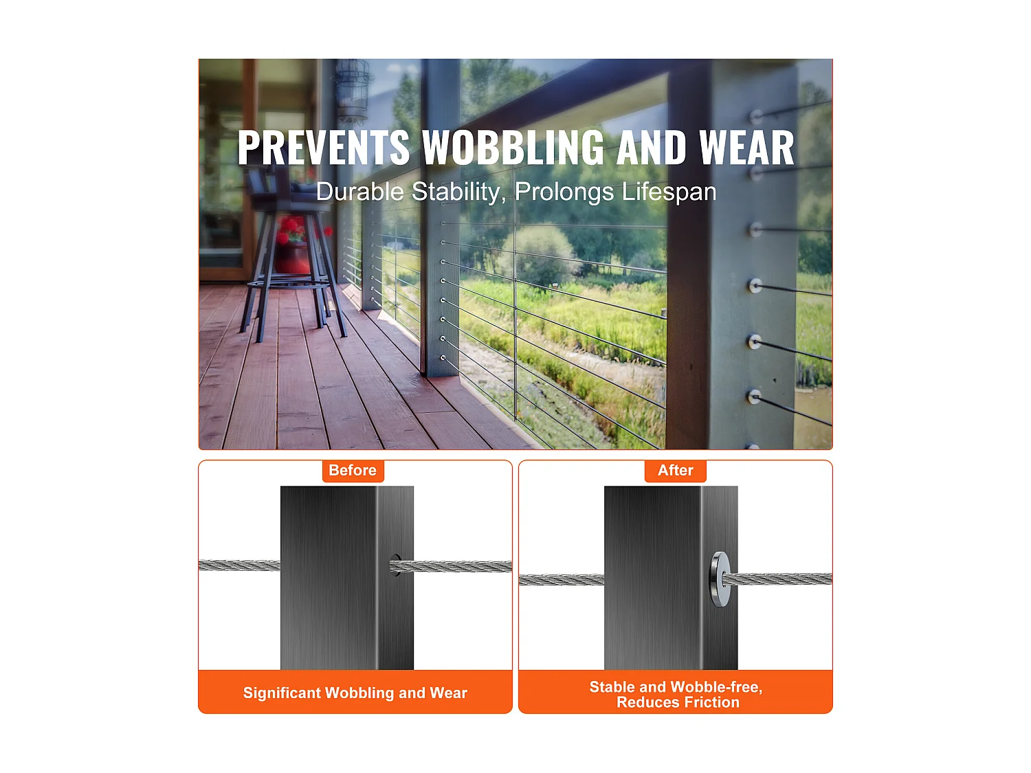 Garde-corps SucceBuy Lot de 101 Manchons en Acier Inoxydable T316 pour Câble Métallique de 3,2 mm