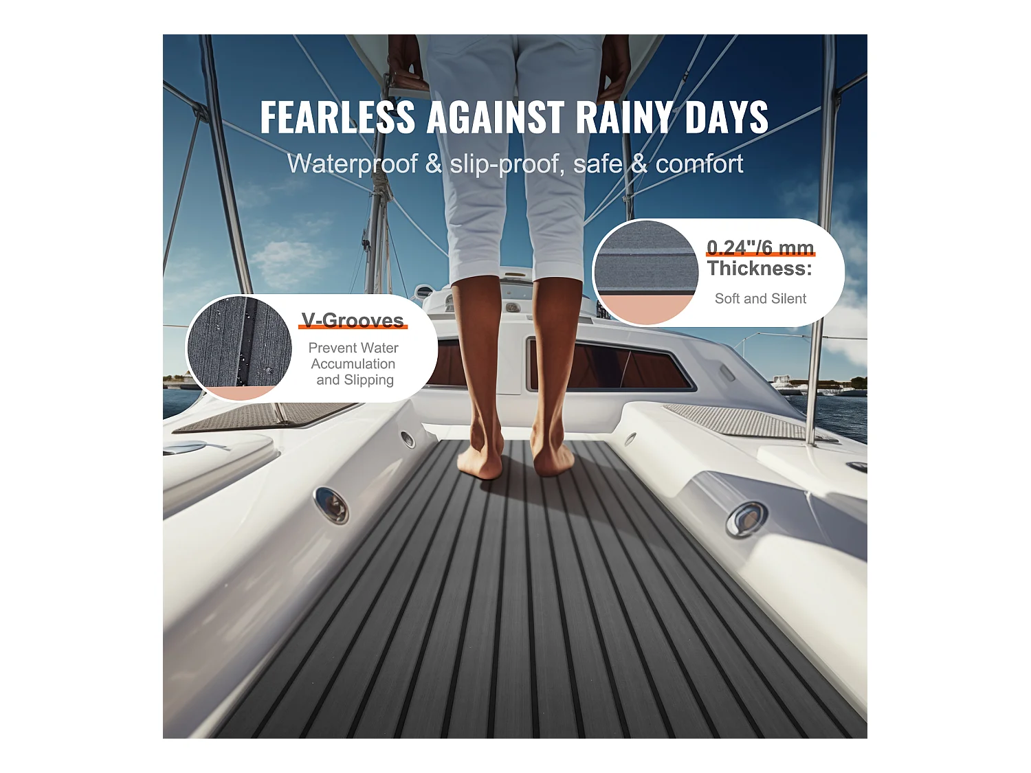 Revêtement de Sol SucceBuy Plancher de Bateau Auto-Adhésif en Mousse EVA 240cm x 45cm, pour Bateaux