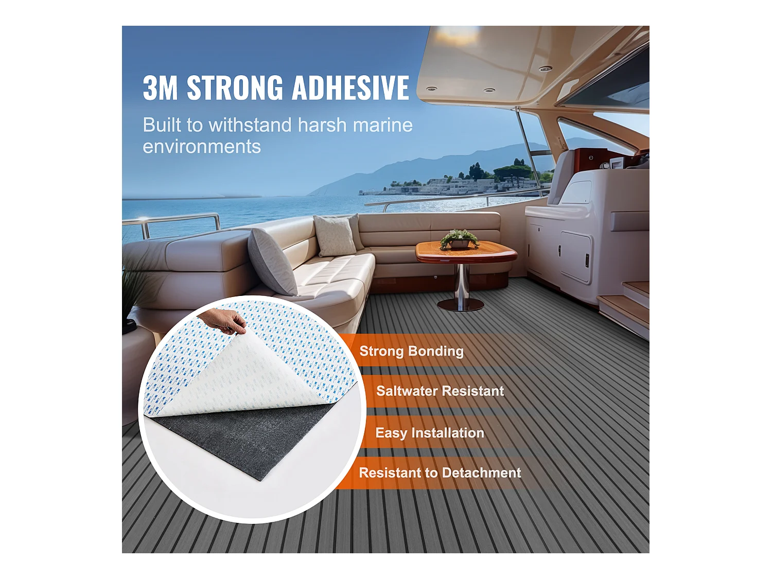 Revêtement de Sol SucceBuy Plancher de Bateau Auto-Adhésif en Mousse EVA 240cm x 45cm, pour Bateaux