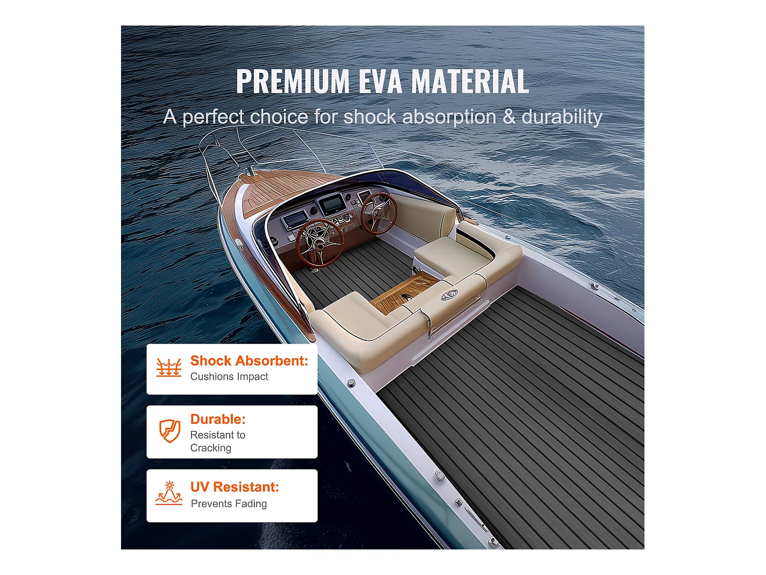 Revêtement de Sol SucceBuy Plancher de Bateau Auto-Adhésif en Mousse EVA 240cm x 45cm, pour Bateaux