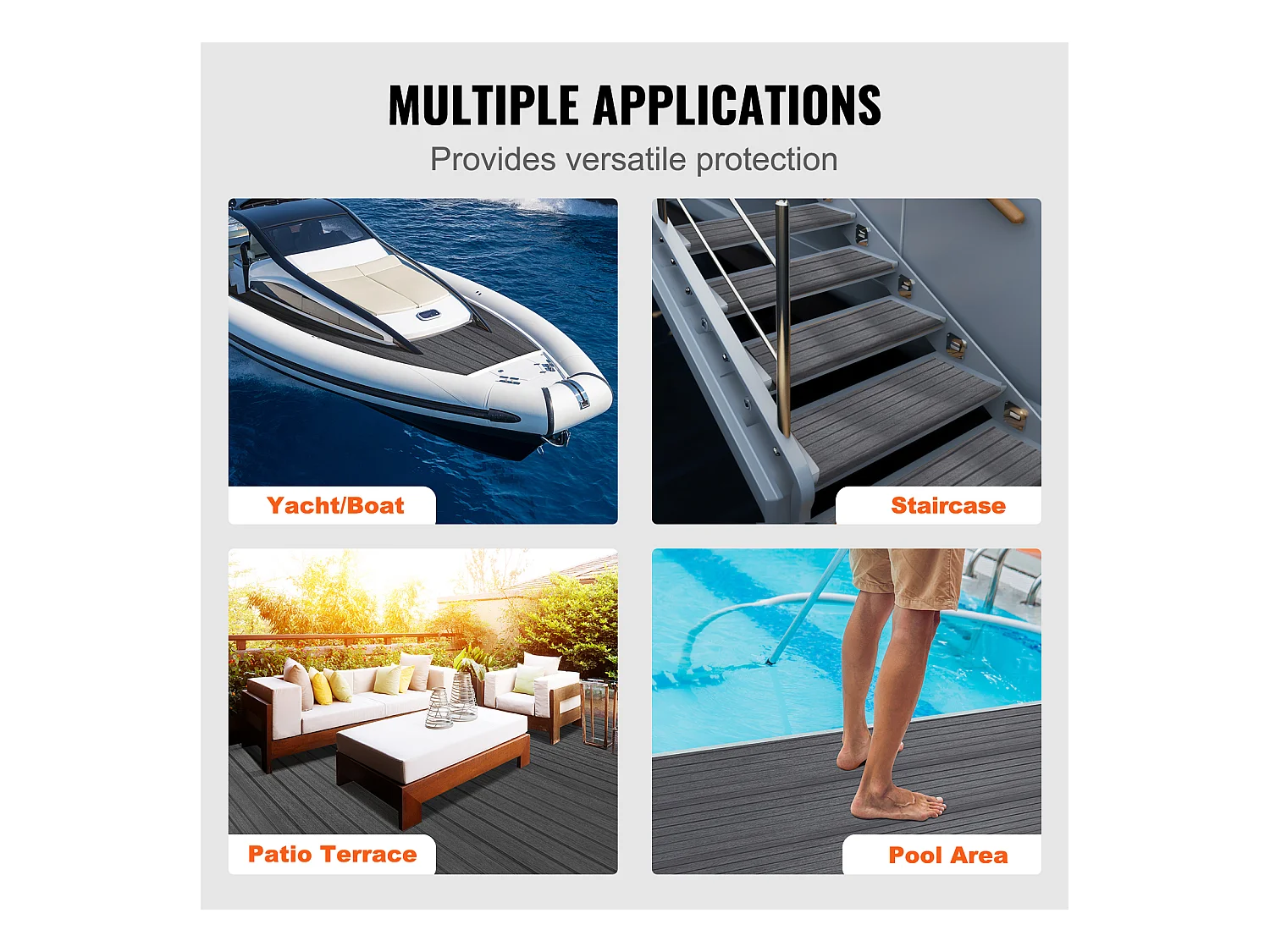 Revêtement de Sol SucceBuy Plancher de Bateau Auto-Adhésif en Mousse EVA 240cm x 45cm, pour Bateaux