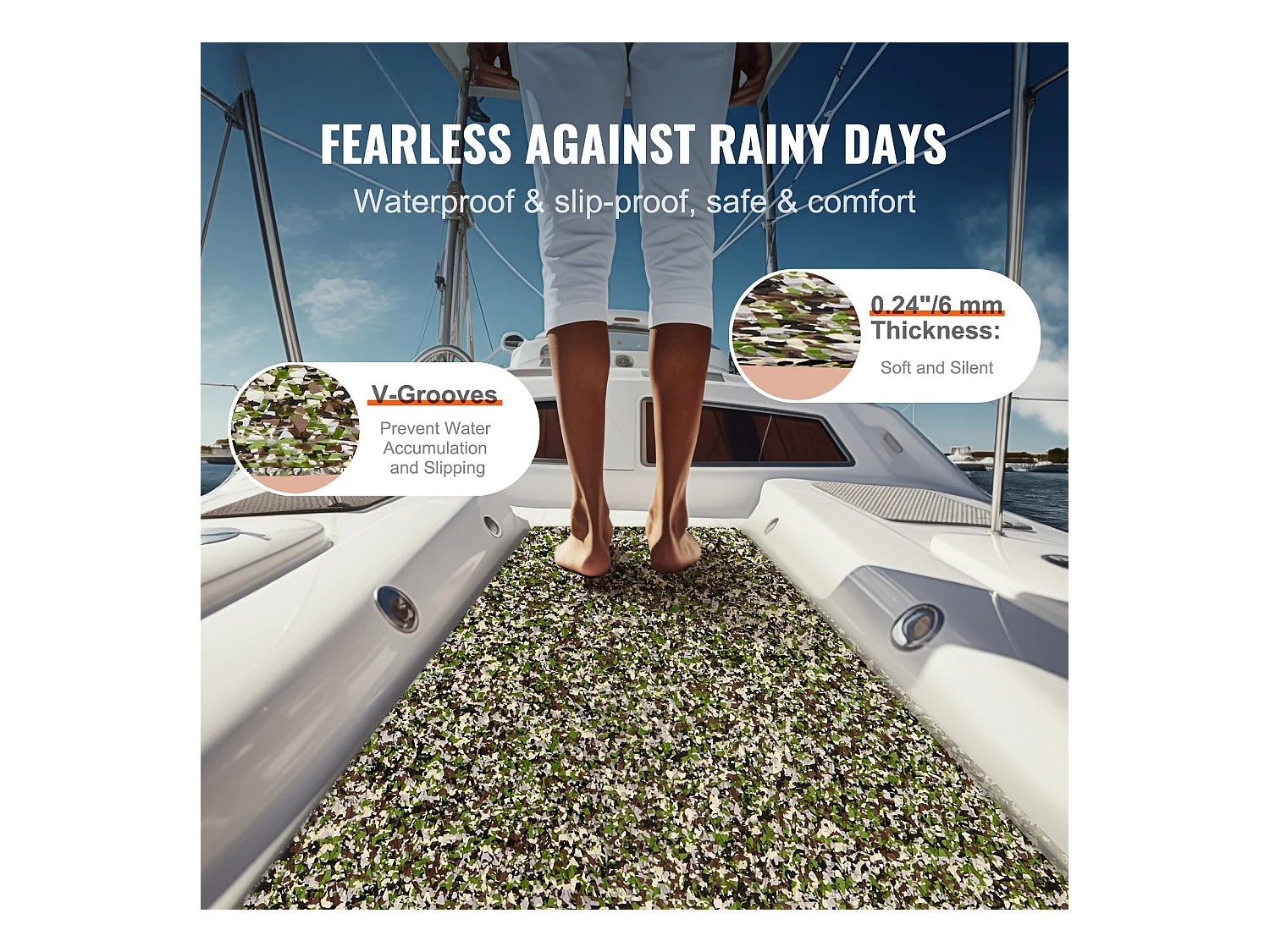 Revêtement de Sol SucceBuy Plancher de Bateau Auto-Adhésif en Mousse EVA 240cm x 90cm, pour Bateaux