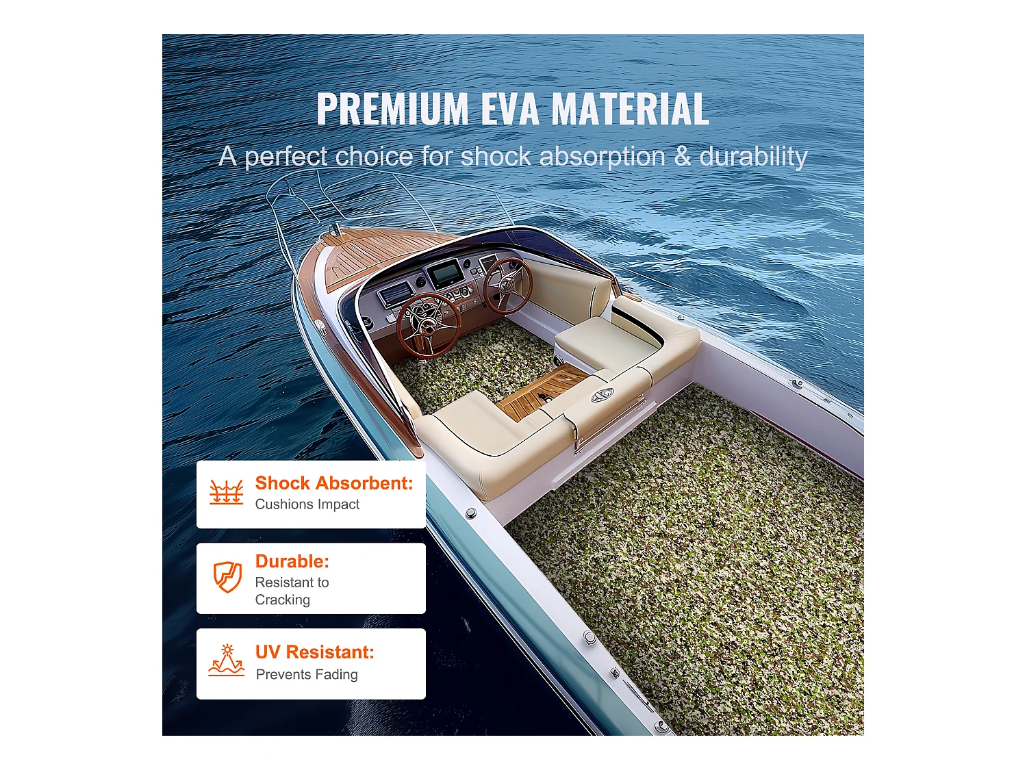 Revêtement de Sol SucceBuy Plancher de Bateau Auto-Adhésif en Mousse EVA 240cm x 90cm, pour Bateaux