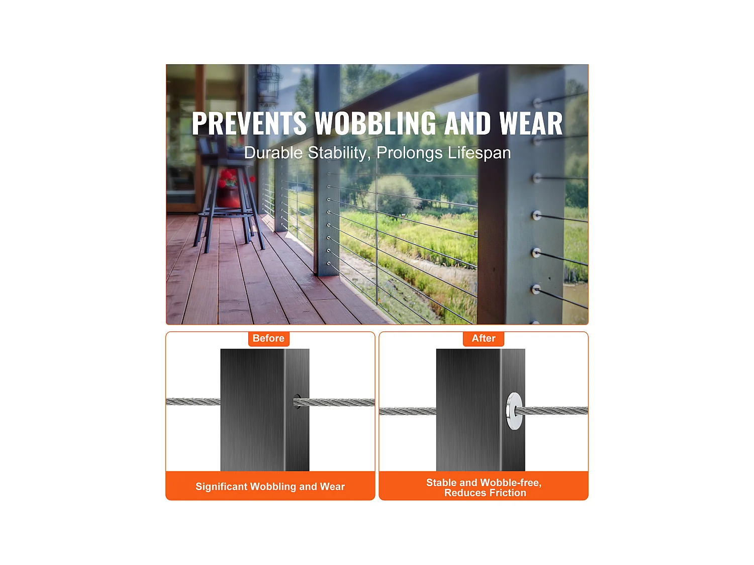 Garde-corps SucceBuy Lot de 121 Manchons de Protection en Acier Inoxydable T316 pour Garde-corps en Câble Métallique de 3,2 mm