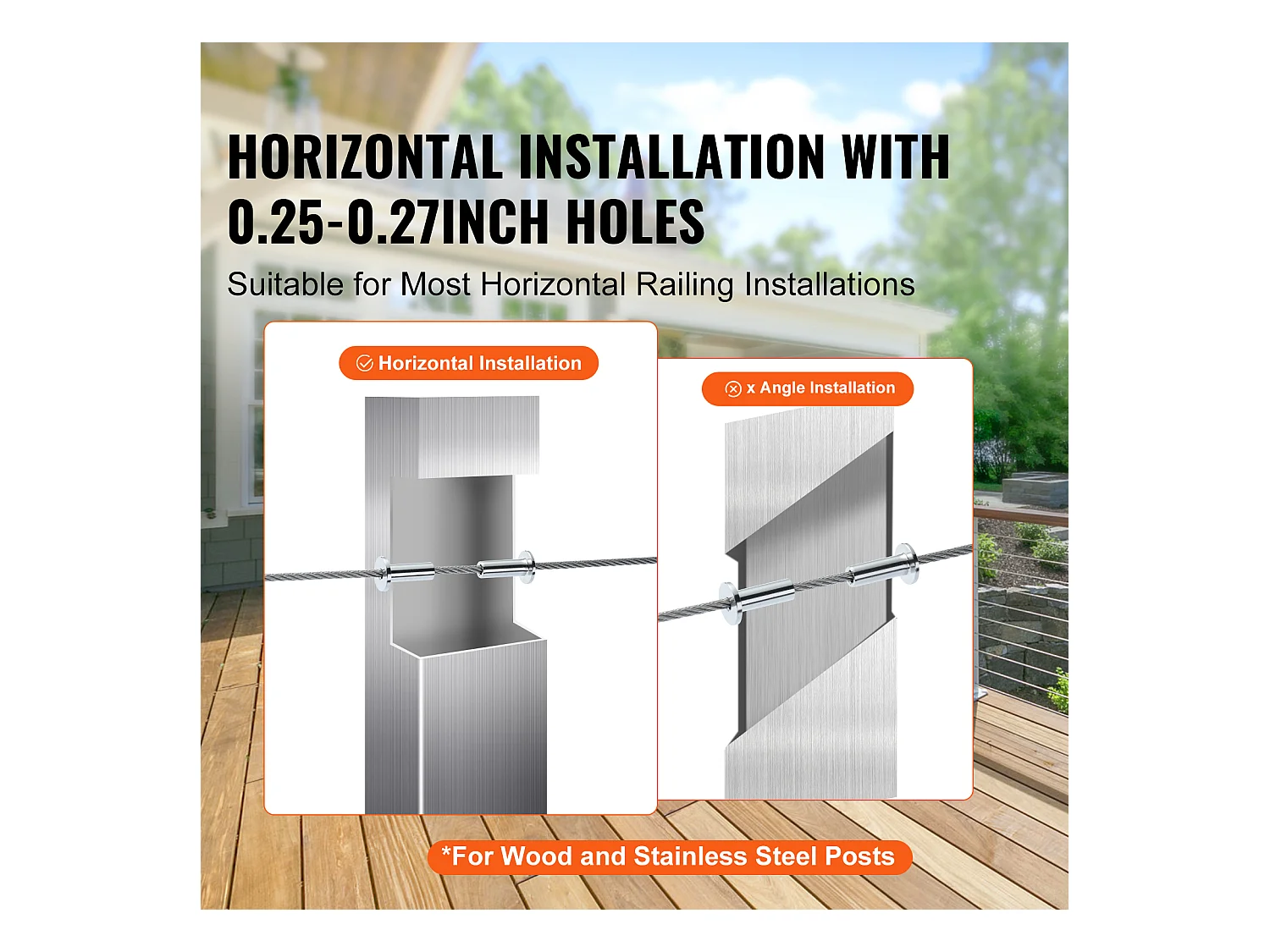 Leitplanken SucceBuy 121er-Pack T316 Edelstahl-Schutzhülsen für 3,2 mm Drahtseile